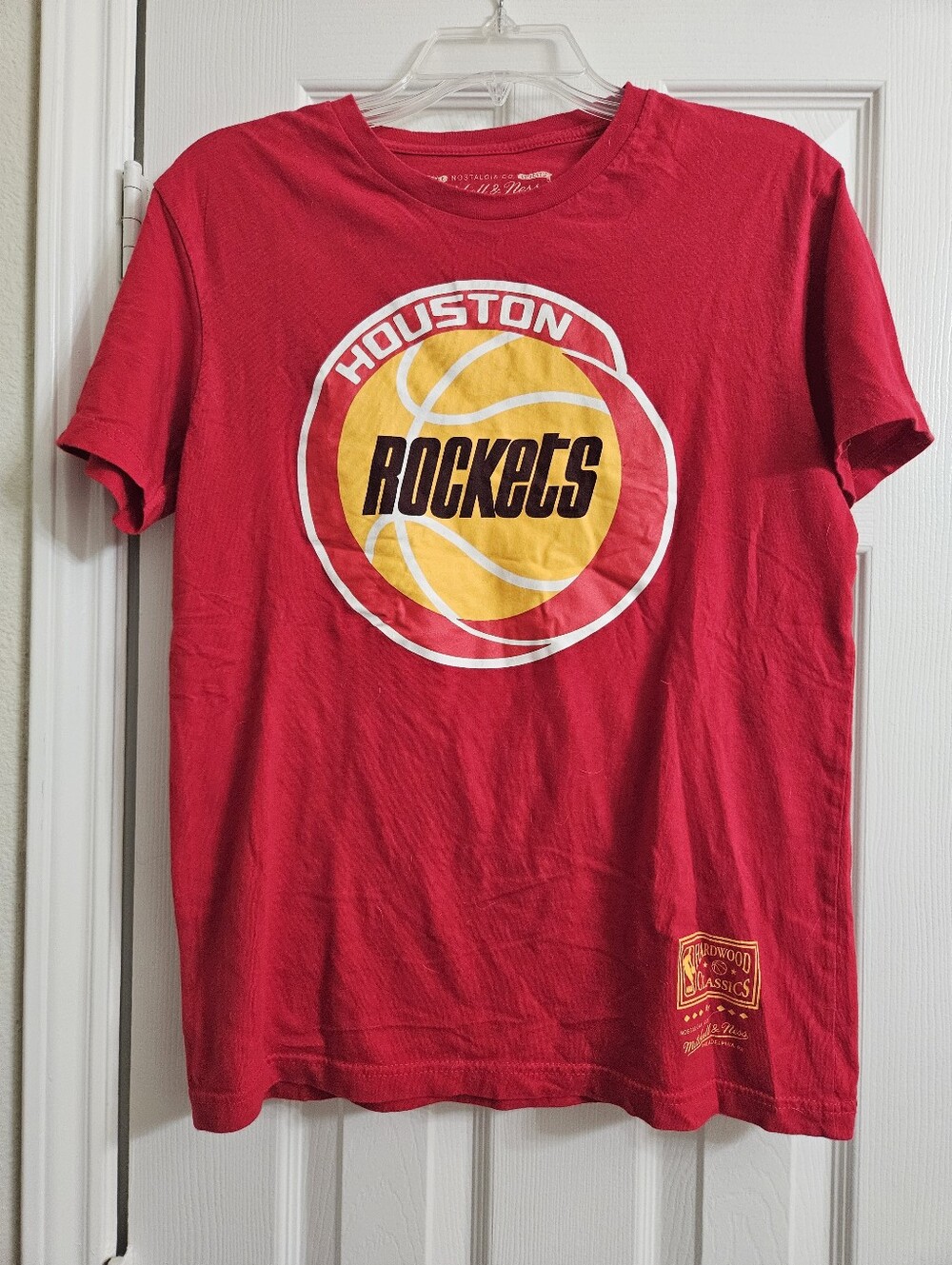 Mitchell And Ness Red Houston Rockets Short Sleeve Shirt